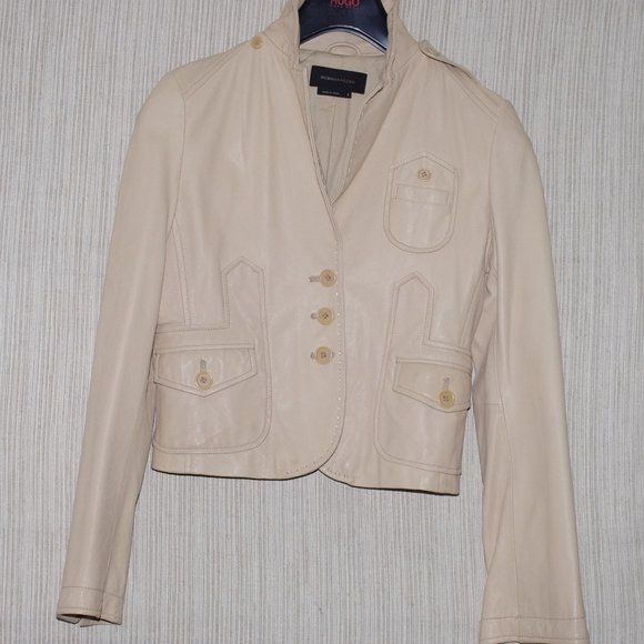 BCBGMAXAZRIA Leather Cream Women Jacket Sz.S - Picture 5 of 13